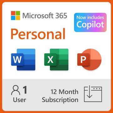 Microsoft 365 Personal with Copilot, 12 month subscription for one user